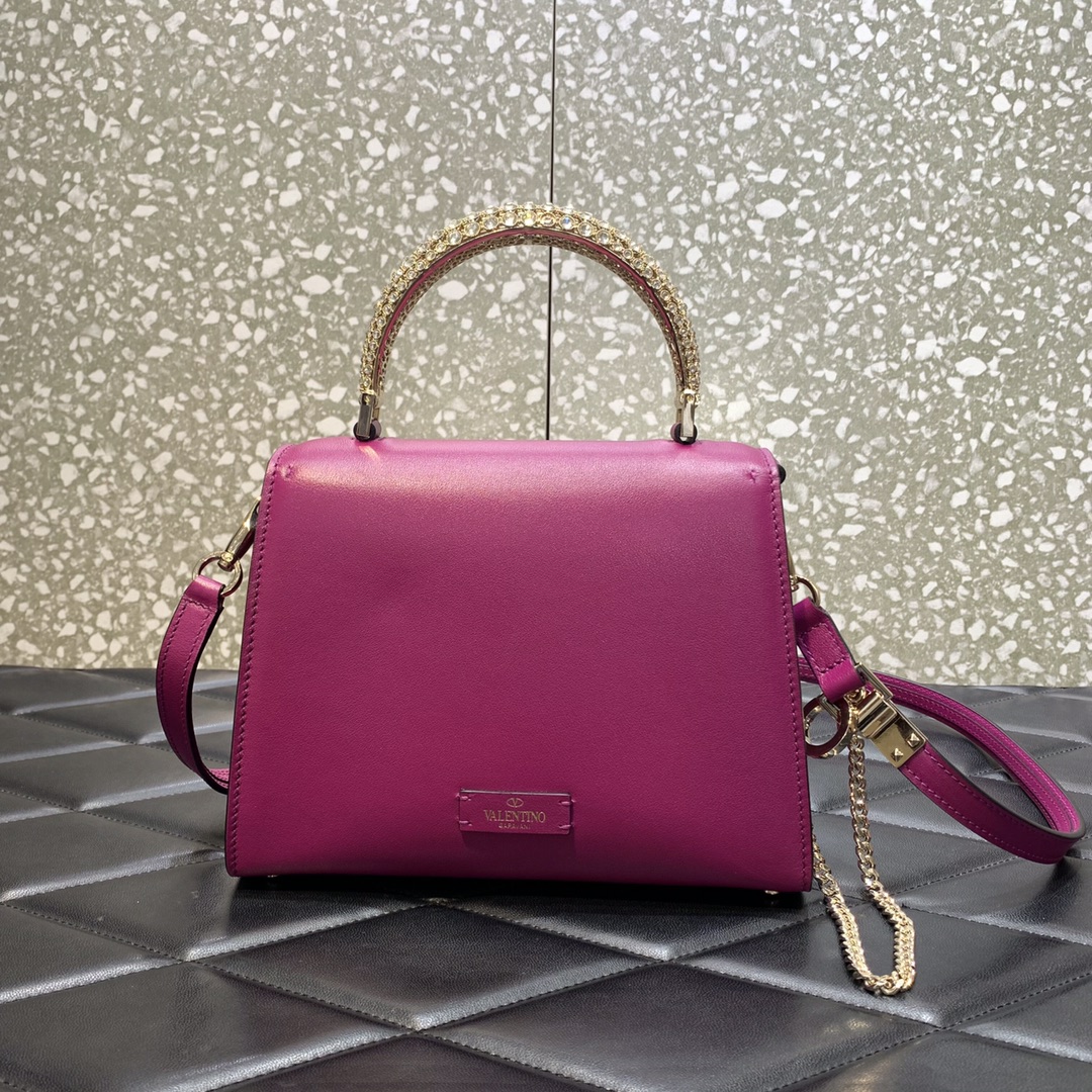 Valentino Garavani Vsling Small Handbag in Rose Purple Grainy Calfskin 